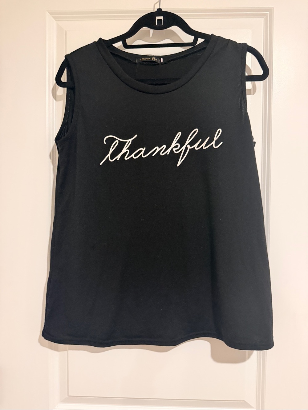 Thankful Script Muscle Tank - Black